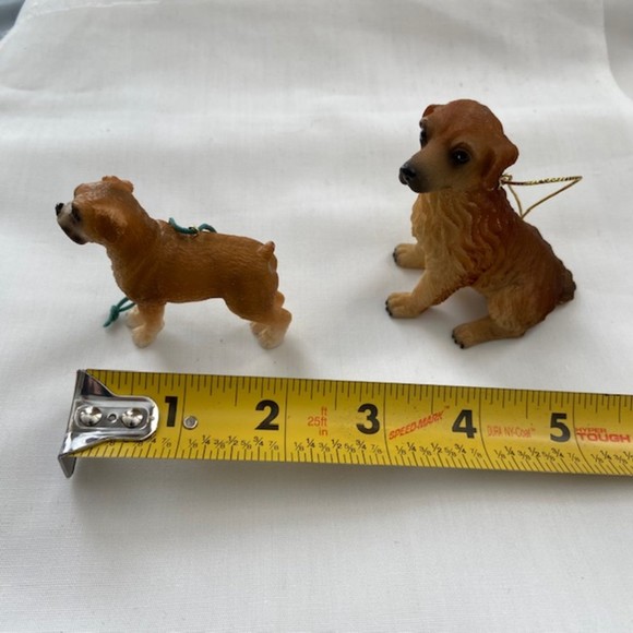 VINTAGE DOG ORNAMENTS Set of Two Dogs Labrador Boxer Dogs Christmas Hanging - Picture 9 of 10